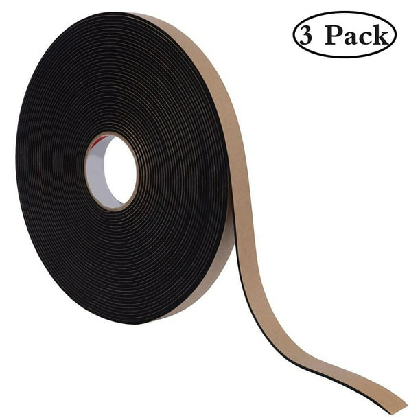 Long 3/8 Thick x 3/8 Wide x 10 ft Soft EPDM Foam Strip with Acrylic Adhesive 